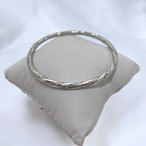 Vintage 1960s Monet Silver Tone Braided Rope Twist Bangle 2.5" Wide